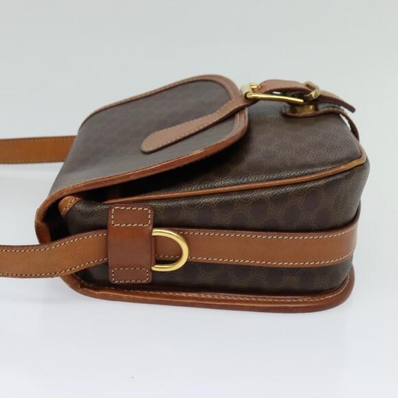 CELINE Macadam Canvas Shoulder Bag Pvc Leather Brown Gold - Picture 4 of 13